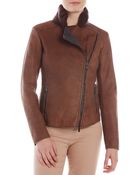 Armani Jeans Brown Asymmetrical Zip Jacket - Lyst