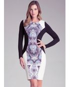 Bebe Print Crewneck Dress - Lyst
