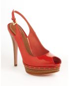 Sebastian Slingback Platform Leather Pumps - Lyst