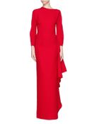 Valentino Asymmetric Neckline Cascade Ruffle Silk Gown - Lyst