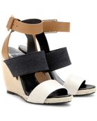 Pierre Hardy Leather And Denim Wedge Sandals - Lyst