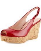 red patent peep toe shoes