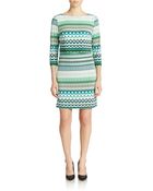 Donna Morgan Three Quarter Sleeve Printed Jersey Popover Dress - Lyst