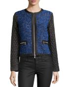 Michael Kors Tweed Jacket With Quilted Sleeves - Lyst