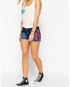 Roxy Denim Shorts With Embroidered Detail - Lyst