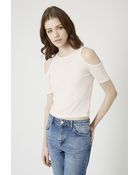 Topshop Cold Shoulder Ribbed Top - Lyst