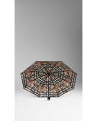 Burberry Floral Check Folding Umbrella - Lyst