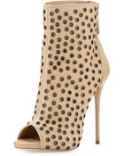 Giuseppe Zanotti Leather Peeptoe Grommet Bootie - Lyst