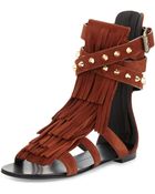 Giuseppe Zanotti Suede Fringe Flat Sandal - Lyst