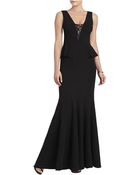 BCBGMAXAZRIA Silvia Lace Inset Peplum Gown - Lyst