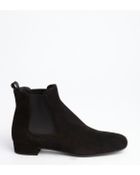 Prada Black Suede Square Toe Ankle Boots - Lyst