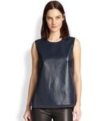Vince Leather-Panel Shell - Lyst