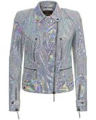 Roberto Cavalli Holographic Leather Biker Jacket - Lyst
