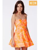 Missguided Adriana Bandeau Skater Dress In Floral Print - Lyst