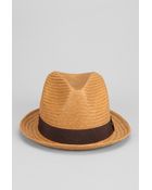 Urban Outfitters Natural Straw Banded Fedora - Lyst