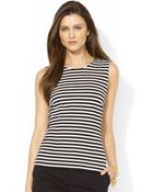 Lauren by Ralph Lauren Petite Sleeveless Striped Top - Lyst
