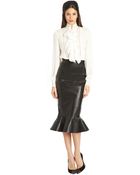 Oscar de la Renta Ruffle-Front Silk Blouse - Lyst