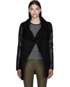 Mackage Black Wool and Leather Chic Cornelia Coat - Lyst