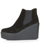 Topshop Helter Suede Wedge Ankle Boots - Lyst