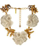 Oscar de la Renta Resin, Coral And Crystal Necklace - Lyst