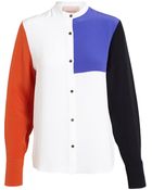 Roksanda Colour Block Silk Collarless Shirt - Lyst