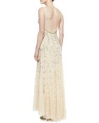 Sue Wong Sleeveless Beaded Lace Bottom Gown - Lyst
