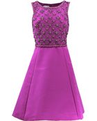 Oscar de la Renta Jewel Neck Dress With Embroidered Bodice - Lyst