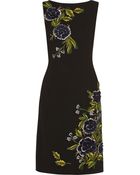 Oscar de la Renta Floral-Embroidered Wool Dress - Lyst