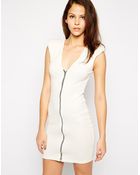 Oh My Love Textured Zip Front Bodycon Dress - Lyst