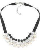 Carolee Crystal and Bead Ribbon Necklace - Lyst