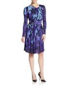 Versace Printed Draped Jersey Dress - Lyst