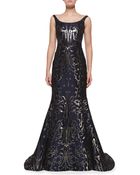 Oscar de la Renta Sleeveless Moire Metallic Mermaid Gown - Lyst