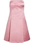 Jil Sander Navy Satin Strapless Dress - Lyst