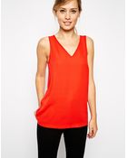 Asos Woven V-Neck Tank Top - Lyst