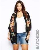 Asos Curve Exclusive Kimono In Botanical Print - Lyst