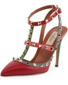 Valentino Rockstud Multicolor Slingback Sandal - Lyst