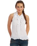 Free People Lace Sleeveless Blouse - Lyst