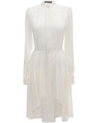 Alexander McQueen Gathered Leaf Jacquard Shirt Dress - Lyst