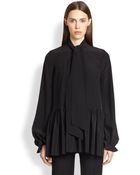 Givenchy Silk Tie-Neck Blouse - Lyst