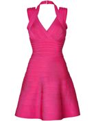 Hervé Léger Halter Bandage Dress - Lyst