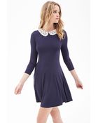 Forever 21 Crochet Collar A-Line Dress - Lyst