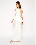 Asos Peplum Plunge Maxi Dress - Lyst
