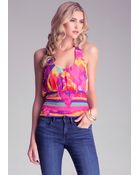 Bebe Smocked Halter Top - Lyst