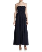 Ivanka Trump Strapless Shirred Chiffon Gown - Lyst