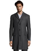 Z Zegna Grey Herringbone Wool 3-Button 3/4-Length Coat - Lyst