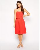 Asos Midi Skater Dress With Shell Top - Lyst