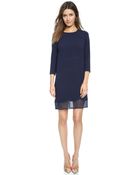 DKNY 3/4 Sleeve Shift Dress - Midnight/Midnight - Lyst