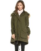 La't By L'agence Parka With Faux Fur Hood - Army Green - Lyst