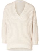 Brunello Cucinelli Cropped Cashmere-Silk Chunky Knit Pullover - Lyst