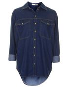 Topshop Moto Oversized Denim Shirt - Lyst